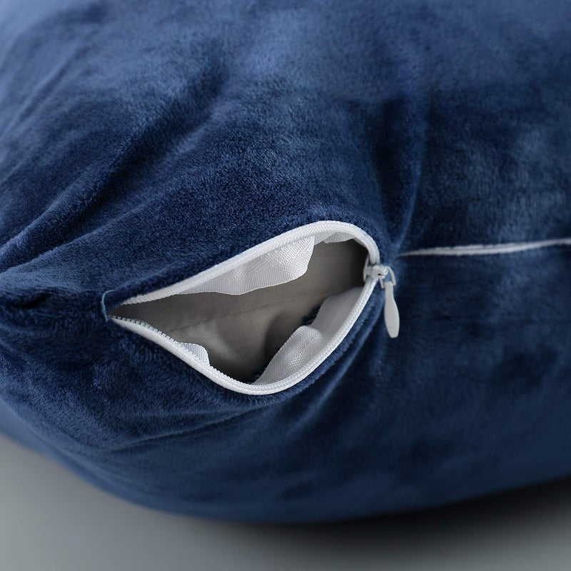 EVOLIVE Soft Micromink, Faux Fur, Faux Suede, Faux Velvet Body Pillow Cover 21"x54" Replacement with Zipper Closure (21"x54" Body Pillow Cover, Navy) - Image 4